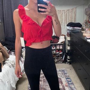 Red crop blouse